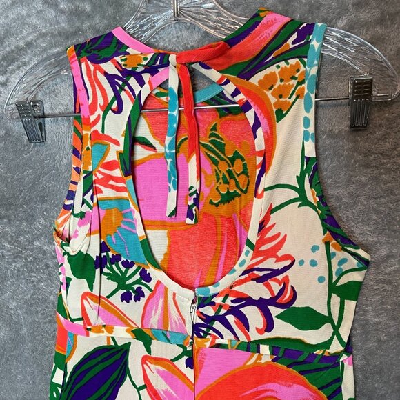 Vtg Junior Aim Juniors Colorful Floral Tropical Retro Cut Out Back Maxi Dress S* - Picture 5 of 10